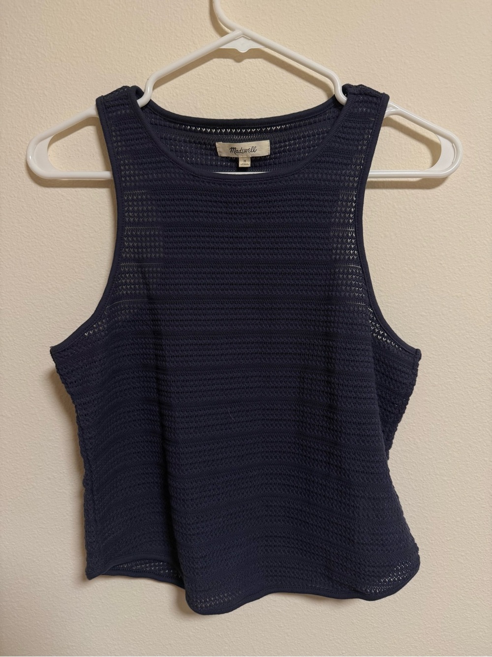 Madewell Navy Open-Knit Sleeveless Tank